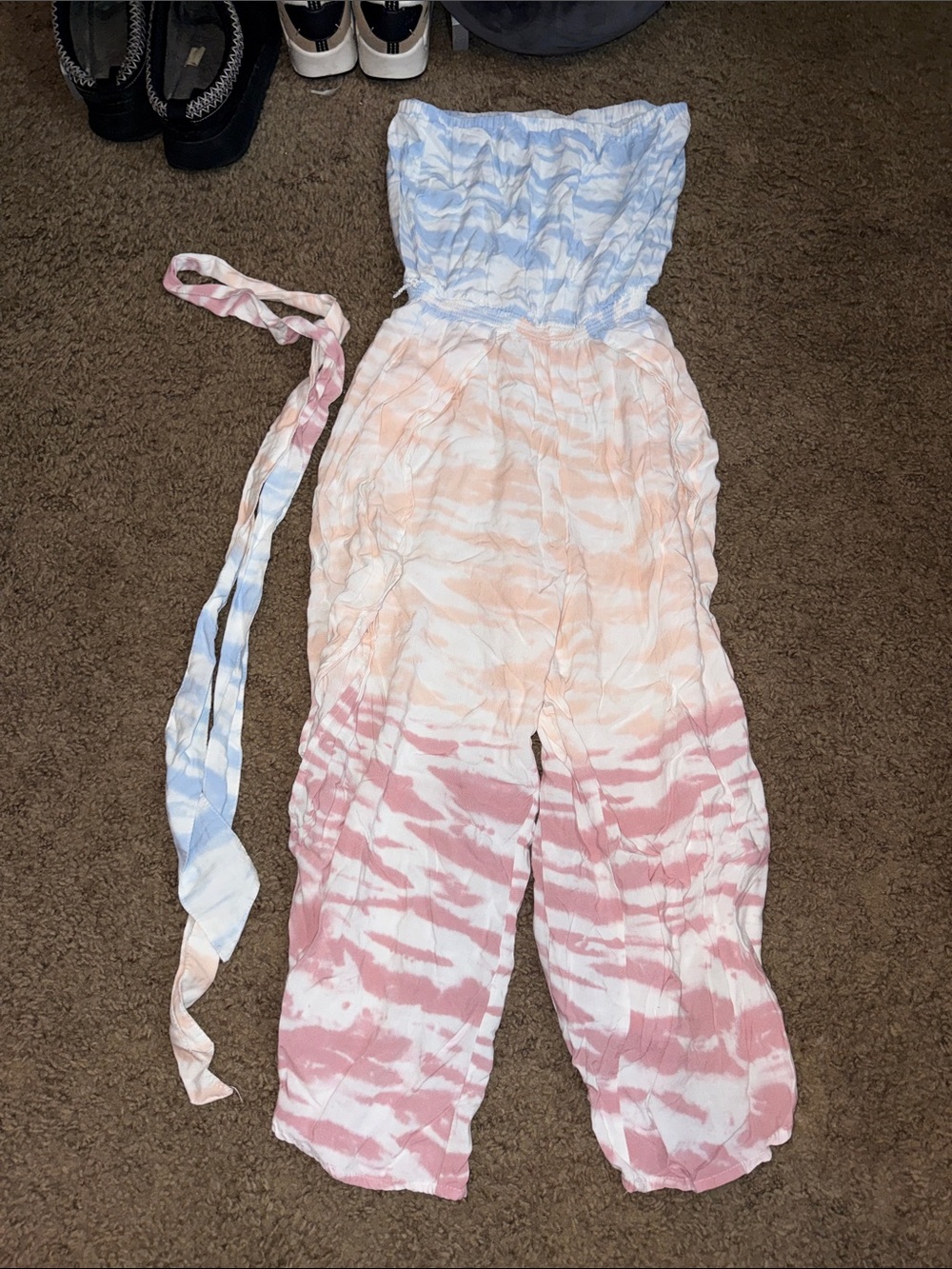 Ocean Drive Pastel Tie-Dye Strapless Jumpsuit